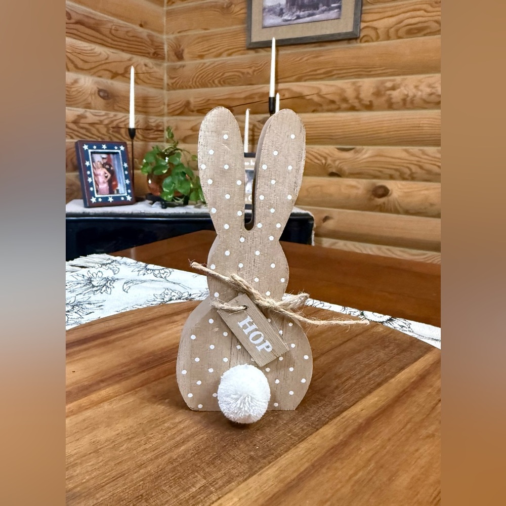 HOP EASTER BUNNY Wooden Figure